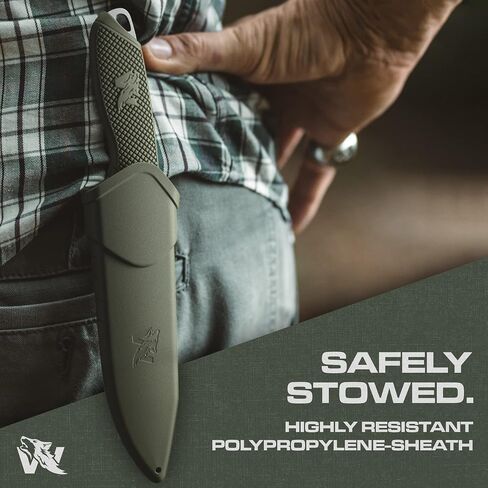 ODENWOLF WOLF-I Full Tang Survival Knife with Sheath - Stylish Tactical Fixed Blade - Made of D2 Steel - Bushcraft and Camping Knife Survival - Perfect EDC Outdoor Knife with TPE Handle in Saudi Arabia