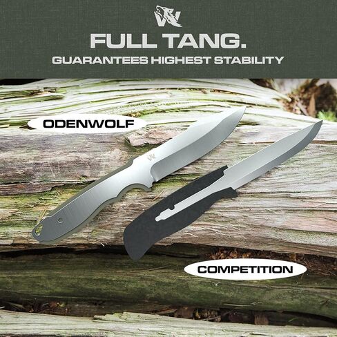 ODENWOLF WOLF-I Full Tang Survival Knife with Sheath - Stylish Tactical Fixed Blade - Made of D2 Steel - Bushcraft and Camping Knife Survival - Perfect EDC Outdoor Knife with TPE Handle in Saudi Arabia