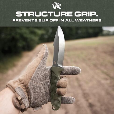 ODENWOLF WOLF-I Full Tang Survival Knife with Sheath - Stylish Tactical Fixed Blade - Made of D2 Steel - Bushcraft and Camping Knife Survival - Perfect EDC Outdoor Knife with TPE Handle in Saudi Arabia