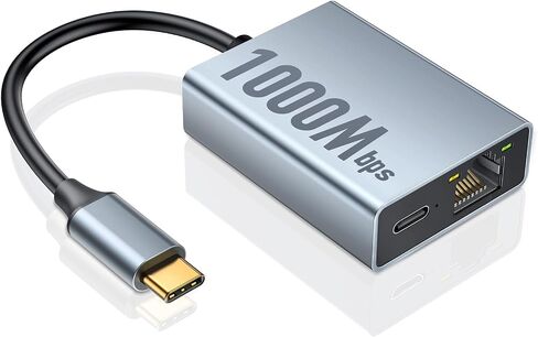 ZEXMTE 1000Mbps Ethernet Adapter for Chromecast with Google TV, USB C to RJ45 Gigabit Ethernet Adapter Compatible with Chromecast with Google TV HD/4K, Laptop, Tablet - Adhesive Tape Included in Kuwait