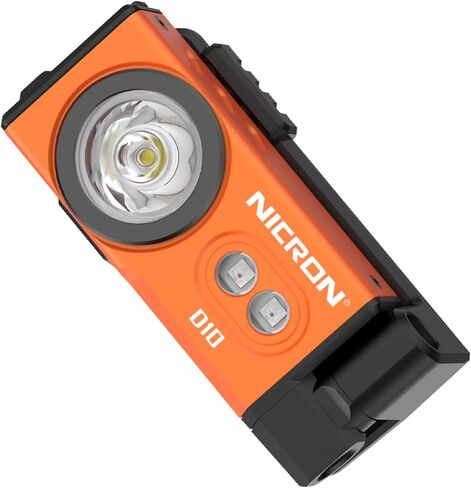 NICRON D10 EDC Flashlight Rechargeable，500 Lumens 3 Sources Pocket Compact RGB Flashlight with Headlamp Strip，Magnet Base for Fishing Outdoor Working in Kuwait