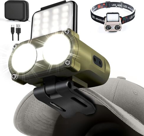 Hopedone 2-in-1 Rechargeable Headlamp & Hat Light, 800LM Clip-On Cap Light in Saudi Arabia