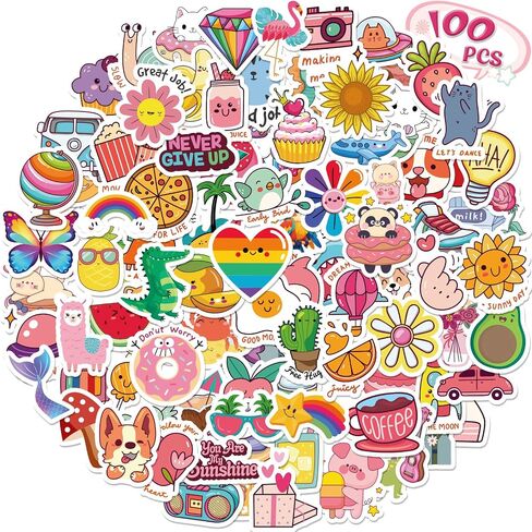 RINOLY 100 PCS Water Bottle Stickers for Kids, Cute Sticker for Girls Boys in Saudi Arabia