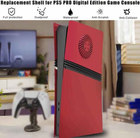 Cover Plates for PS5 Pro Digital Edition with Cooling Vent, PS5 Pro Faceplate ABS Hard Shockproof Anti-Scratch Dustproof Protective Plates, Replacement Side Shell Skin Case for PlayStation 5 Pro -Red in Saudi Arabia