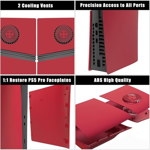 Cover Plates for PS5 Pro Digital Edition with Cooling Vent, PS5 Pro Faceplate ABS Hard Shockproof Anti-Scratch Dustproof Protective Plates, Replacement Side Shell Skin Case for PlayStation 5 Pro -Red in Saudi Arabia