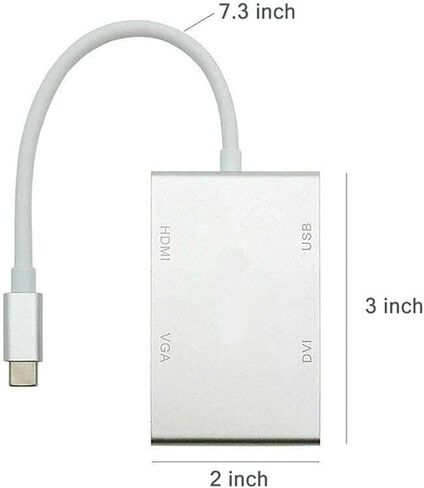 USB 3.1 Type-C to HDTV VGA DVI USB3.0 Adapter Support HD Video Audio Transmission for Laptops in Kuwait