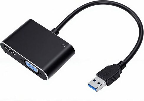 EVGATSAUTO USB 3.0 to VGA Adapter, USB 3.0 to VGA Converter Dual Monitor Adapter Supports 2 External Displays 60Hz for OS X Driver Free Installation in Saudi Arabia