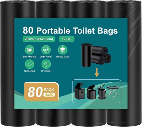 80 Portable Toilet Bags,12 Gallon Camping Toilet Bags in Saudi Arabia