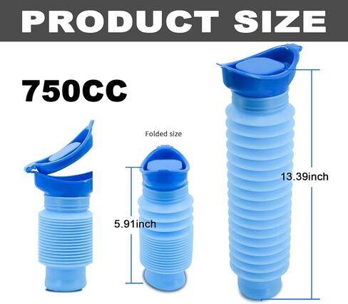 750ML Emergency Urinal, Pedestal Urinal, Pocket Toilet for Men Women, Pee Bottles with Sealed Lid Collapsible Portable Urinals for Camping Travel Car Traffic Jam in Saudi Arabia