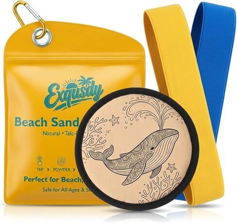 2 in 1 Sand Remover for Beach + Elastic Towel Bands for Cruise Chair – Powder Puff with Talc-Free Formula, Windproof Holder for Pool & Vacation Must Haves, Toddler Friendly in Saudi Arabia