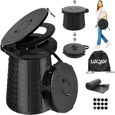 XXL Portable Toilet for Camping,19.7" H Adjustable Folding Toilet with Lid,Carry Bag,Capacity 880lbs,Retractable Portable Potty for Camping,Hiking,Travel,Car,Boat,Tent in Saudi Arabia