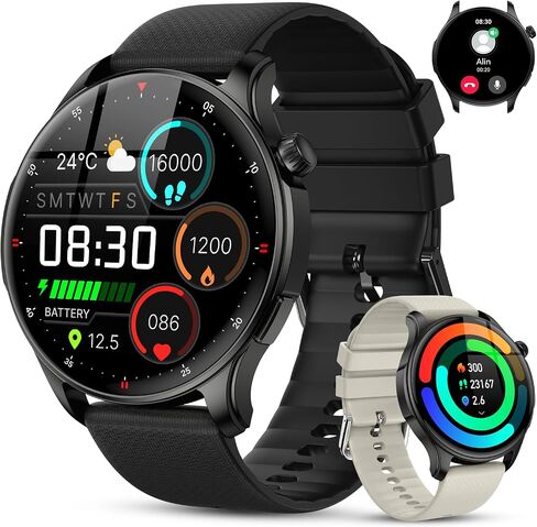 Smart Watch for Men Women Fitness: Make Answer Call Smart Watches for Men Digital Watches Waterproof Running Step Tracker Smartwatch Android Phone iPhone Samsung Compatible Sleep Heart Rate Monitor in Kuwait