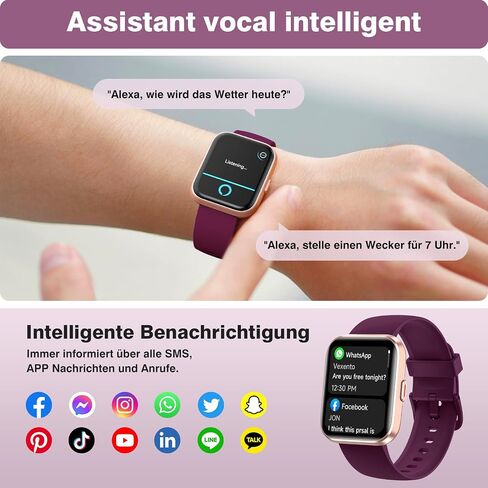 Smart Watches for Women, 1.85" HD Smart Watch Compatible iPhone/Samsung/Android (Answer/Make Call), Fitness Watch with Heart Rate/Sleep/SpO2 Monitor, SmartWatch 3ATM Waterproof, 120+ Sport Modes Alexa in Kuwait