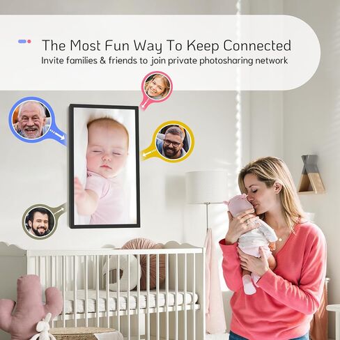 NexFoto 32 Inch Digital Picture Frame 64GB, Extra Large Digital Photo Frame 1920x1080 IPS FHD, Remote Control, Auto-rorate, Share Photos/Videos via App/USB/Email, Easy Set-up, Gifts for Mom, Black in Kuwait