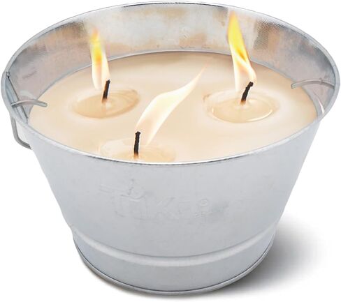 TIKI Citronella Candle 28-Ounce – Triple Wick Metal Bucket with Lid (Silver) – Long-Lasting Outdoor Candle for Patio, Deck, Garden, Backyard & Camping (Pack of 3) in Kuwait