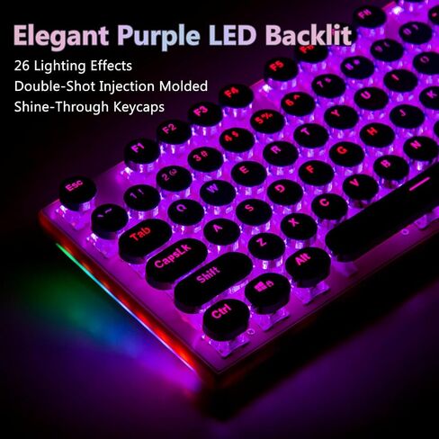 HUO JI Mechanical Gaming Keyboard Typewriter Style with Purple LED Backlit in Saudi Arabia