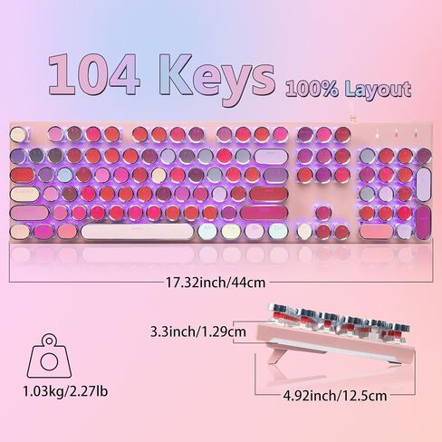 HUO JI Mechanical Gaming Keyboard Typewriter Style with Purple LED Backlit in Saudi Arabia