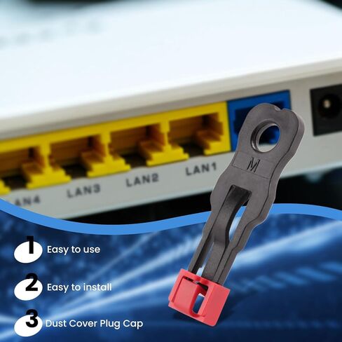 100Pcs Red RJ45 Port Ethernet LAN Hub Anti Dust Cover Plug Cap Blockout Protector with Proprietary Lock and Key in Saudi Arabia