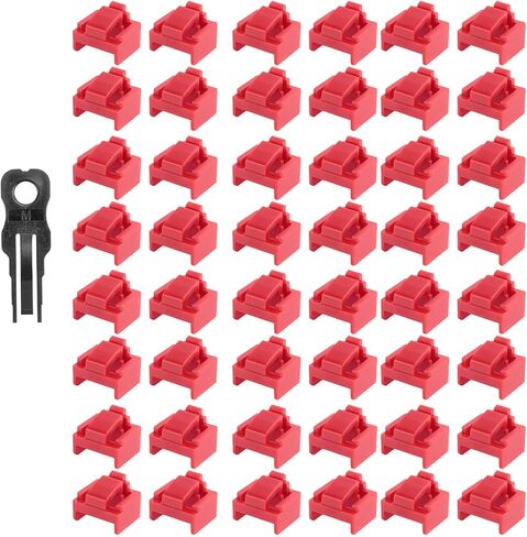 100Pcs Red RJ45 Port Ethernet LAN Hub Anti Dust Cover Plug Cap Blockout Protector with Proprietary Lock and Key in Saudi Arabia