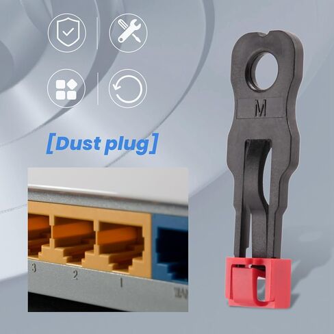 100Pcs Red RJ45 Port Ethernet LAN Hub Anti Dust Cover Plug Cap Blockout Protector with Proprietary Lock and Key in Saudi Arabia