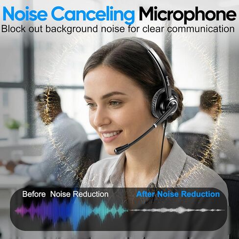 Telephone Headset with Microphone Noise Canceling for Cisco Landline Phone, Call Center Office Deskphone Headset with Phone Jack RJ9 for Cisco 6941 7841 7942 7960 7961 7962 7965 8845 8945 in Kuwait