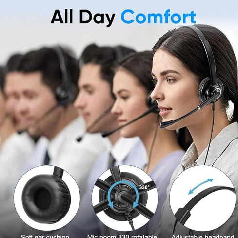 Telephone Headset with Microphone Noise Canceling for Cisco Landline Phone, Call Center Office Deskphone Headset with Phone Jack RJ9 for Cisco 6941 7841 7942 7960 7961 7962 7965 8845 8945 in Kuwait