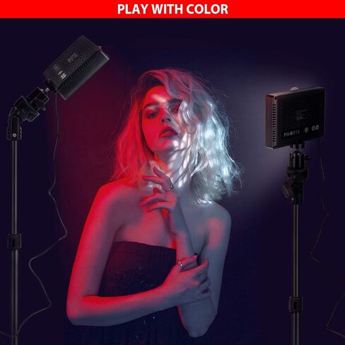 PHOPIK Dimmable 5600K LED Video Light with Adjustable Tripod Stand & Color Filters, 2-Pack Continuous Photography Lighting for Webcam, Zoom, Streaming, YouTube, TikTok, Photography Lighting in Kuwait