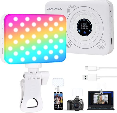 Portable RGB Video Light, 100 LED Rechargeable Camera Light, 360° Full Color Photography Lighting, 2700-7500K CRI 95+, 13 Light Modes for Phone, DSLR Video Recording, Vlog, Live Streaming in Kuwait