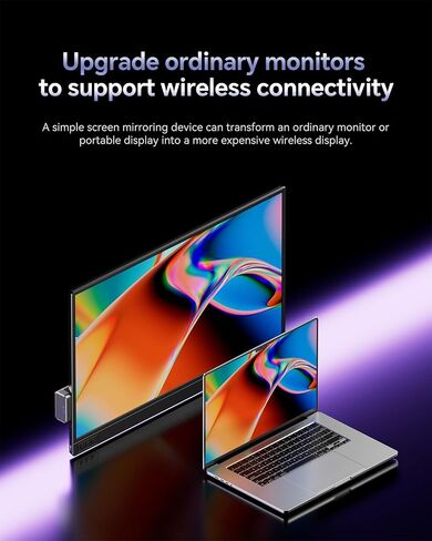 AOOSTAR Wireless HDMI Transmitter and Receiver, 328FT/100M Low-Latency, Dual-Band 5.8+2.4G, 4K Decode 1080P, AirPlay Direct & Miracast Receiver for iPhone, Android, Windows, Mac, TV, Projector in Kuwait