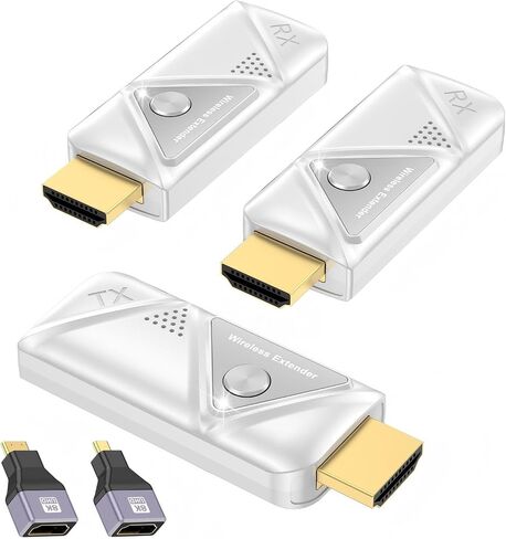 Wireless HDMI Transmitter and 2 Receivers, HDMI Wireless Dual Display Extender Kit Sync to 2 Screens, 5G/328FT/1080P Plug & Play for Simultaneous Audio/Video on TVs/Projectors/Monitors in Kuwait