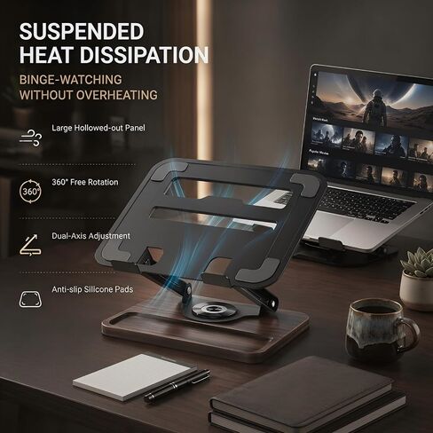 Laptop Stand for Desk,Adjustable Computer Stand with 360° Rotating Base,Foldable & Portable Laptop Stand,Ergonomic Laptop Riser for Collaborative Work,Fits up to 15.6" Notebooks/Laptops in Kuwait