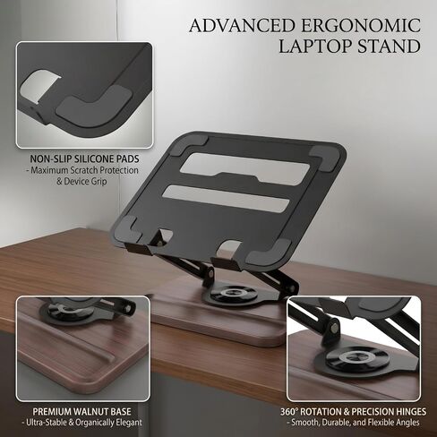 Laptop Stand for Desk,Adjustable Computer Stand with 360° Rotating Base,Foldable & Portable Laptop Stand,Ergonomic Laptop Riser for Collaborative Work,Fits up to 15.6" Notebooks/Laptops in Kuwait