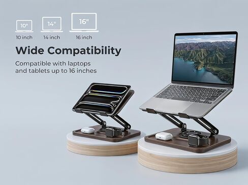 Laptop Stand for Desk,Adjustable Computer Stand with 360° Rotating Base,Foldable & Portable Laptop Stand,Ergonomic Laptop Riser for Collaborative Work,Fits up to 15.6" Notebooks/Laptops in Kuwait