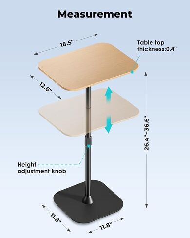 Viozon Floor Laptop Stand for Bed,Laptop Table, Small & Portable Standing Desk with Adjustable Height 26.7"-36.62", Quick Installation for Office,Conference Room,Living Room,Home Office,Bed/Sofa Side in Kuwait