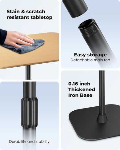 Viozon Floor Laptop Stand for Bed,Laptop Table, Small & Portable Standing Desk with Adjustable Height 26.7"-36.62", Quick Installation for Office,Conference Room,Living Room,Home Office,Bed/Sofa Side in Kuwait