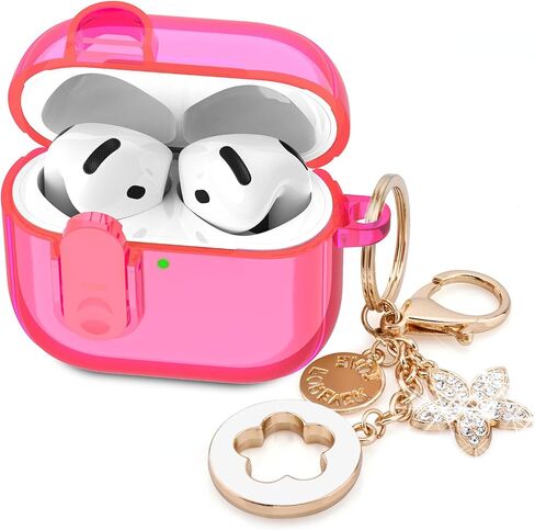 Case for Apple Airpods iPods Pro 3 4 Cases Cover Clear 2025 Cute Women, VISOOM Cute Air Pods Pro 3 Case Clear Transparent Airpods iPods Pro 3rd Gen Protective Cases with Keychain/Lock/Cleaning Kit in Kuwait