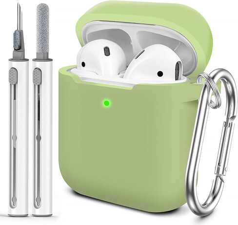 for AirPods 1/2 Case Cover, Come with Cleaner Kit, Soft Silicone Protective Cover with Buckle, Compatible with AirPods 2nd 1st Generation Charging Case, Front LED Visible, Sky Blue in Saudi Arabia