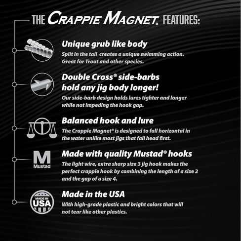 Crappie Magnet 78-Piece Kit - 64 Bodies, 2 E - Z Floats, 6 Crappie Magnet Jig Heads, 8 Double Cross Jig Heads, Freshwater Fishing Kit in Kuwait