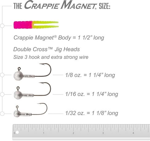 Crappie Magnet 78-Piece Kit - 64 Bodies, 2 E - Z Floats, 6 Crappie Magnet Jig Heads, 8 Double Cross Jig Heads, Freshwater Fishing Kit in Kuwait