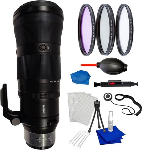 Nikon NIKKOR Z 180-600mm f/5.6-6.3 VR, (Black) Bundle with Filter Kit, 3 peices Cleaning Kit and Lens Cap Keeper and More (Renewed) in Kuwait