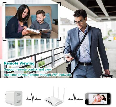 Hidden Camera with Wireless Charger - 1080P HD Spy Camera, Motion Detection, Suitable for Home Security Monitoring of Babies/Pets/Nanny(2.4g only) in Kuwait
