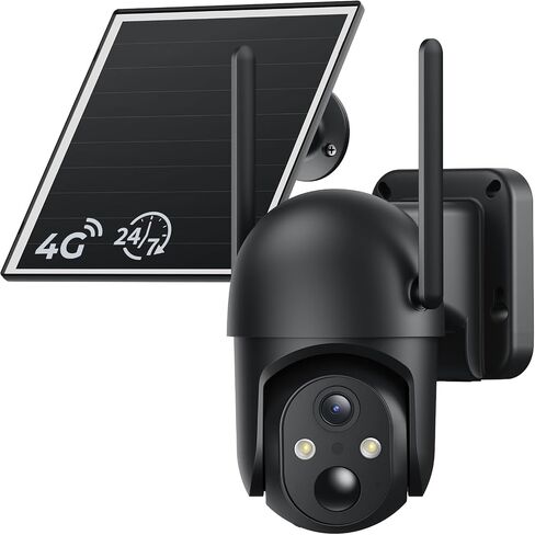 ELYSOO 2 Pack 4G LTE Cellular Security Cameras, Solar Powered Outdoor Camera No WiFi Needed for Farm&Ranch, 2K Night Vision, 360° View, Built in SIM Card(Support Verizon/AT&T/T-Mobile) - White in Saudi Arabia