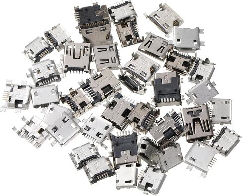 USB C Connector, 50Pcs 10 Models USB C Charger Port Replacement Female Socket Solder Receptacle Adapter for Mobile Phone & Other Product Repair in Saudi Arabia