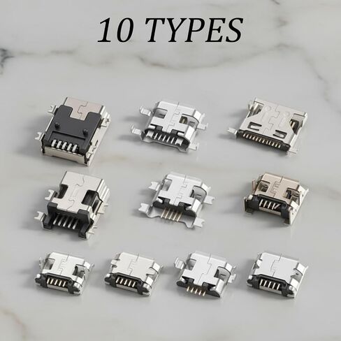 USB C Connector, 50Pcs 10 Models USB C Charger Port Replacement Female Socket Solder Receptacle Adapter for Mobile Phone & Other Product Repair in Saudi Arabia