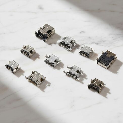 USB C Connector, 50Pcs 10 Models USB C Charger Port Replacement Female Socket Solder Receptacle Adapter for Mobile Phone & Other Product Repair in Saudi Arabia