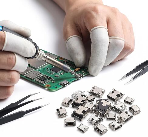USB C Connector, 50Pcs 10 Models USB C Charger Port Replacement Female Socket Solder Receptacle Adapter for Mobile Phone & Other Product Repair in Saudi Arabia