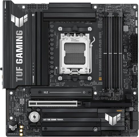 ASUS TUF Gaming B850M-PLUS WiFi AMD AM5 B850 mATX Motherboard, 14+2+1 80A DrMOS Stages, DDR5, PCIe 5.0, 3X M.2, Wi-Fi 6E, 2.5Gb LAN, DP, HDMI™, USB 10Gbps & 20Gbps Type-C®, BIOS Flashback™, Aura Sync in Saudi Arabia