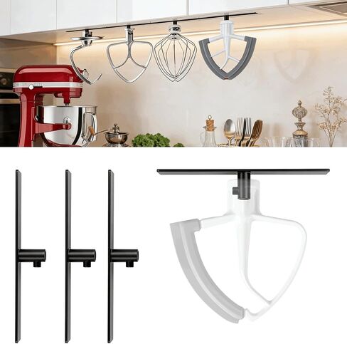 Mixer Attachment Holder for Kitchen Aid Accessories and Attachments - 4 Pack Storage Organizer Fits for KitchenAid Dough Hook Paddle Whisk Attachment Hanging Hanger (Plastic Black) in Saudi Arabia
