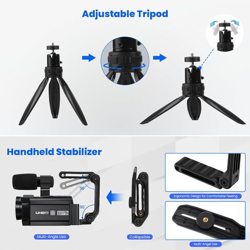 5K Video Camera Camcorder with WiFi, 56MP UHD Vlogging Camera for YouTube 16X Digital Zoom 3.0 IPS 270° Rotation Touchscreen Video Recorder with Remote Control, IR Night Vision, 64GB Card, 2 Batteries in Kuwait