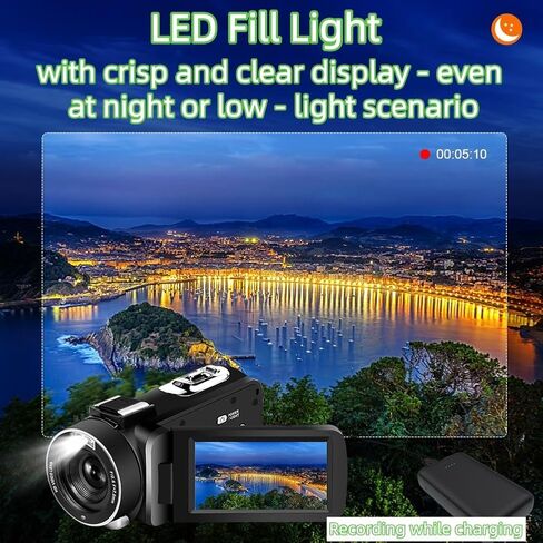 8K Video Camera Camcorder 96MP UHD Vlogging Camera for YouTube 18X Digital Zoom 3.0 IPS 270° Rotation Touch Screen Video Recorder with Remote Control, LED Fill Light, 32GB Card, 2 Batteries in Saudi Arabia